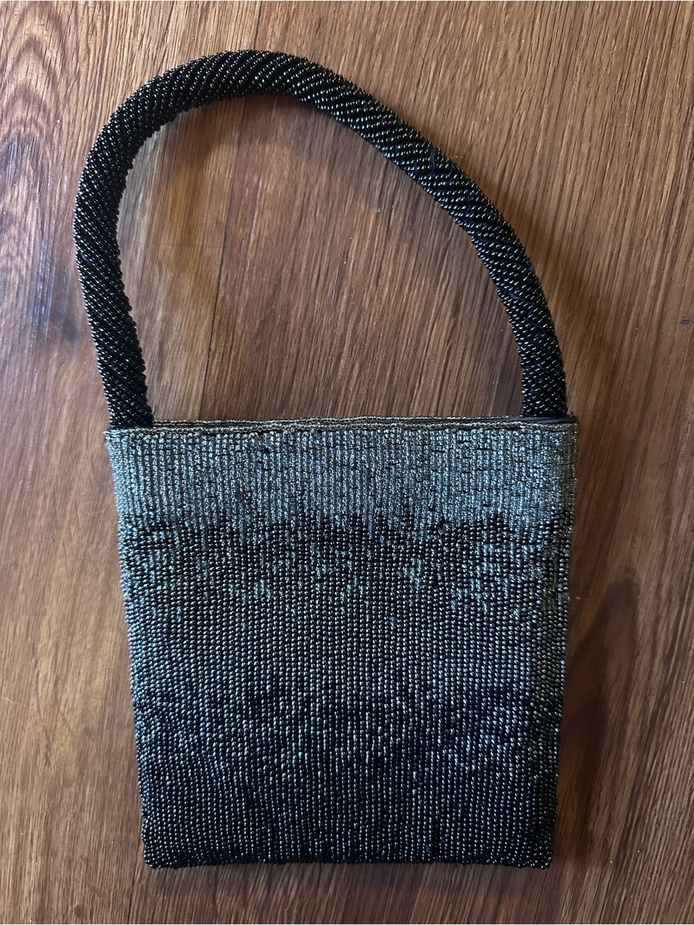 Black Beaded Mini Handbag with Ombré design